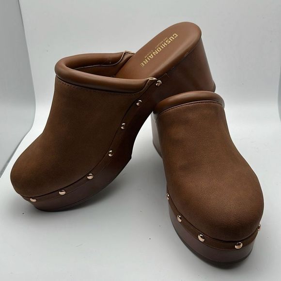 CUSHIONAIRE Women's Faux Wood Clog 8.5 WIDE CHESTNUT - Picture 7 of 7